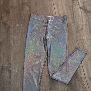 Forever 21 Kids Iridescent Silver Leggings